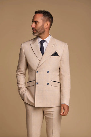 Costume 2 pièces - Costume beige à double boutonnage pour hommes - Cavani Caridi Beige DB