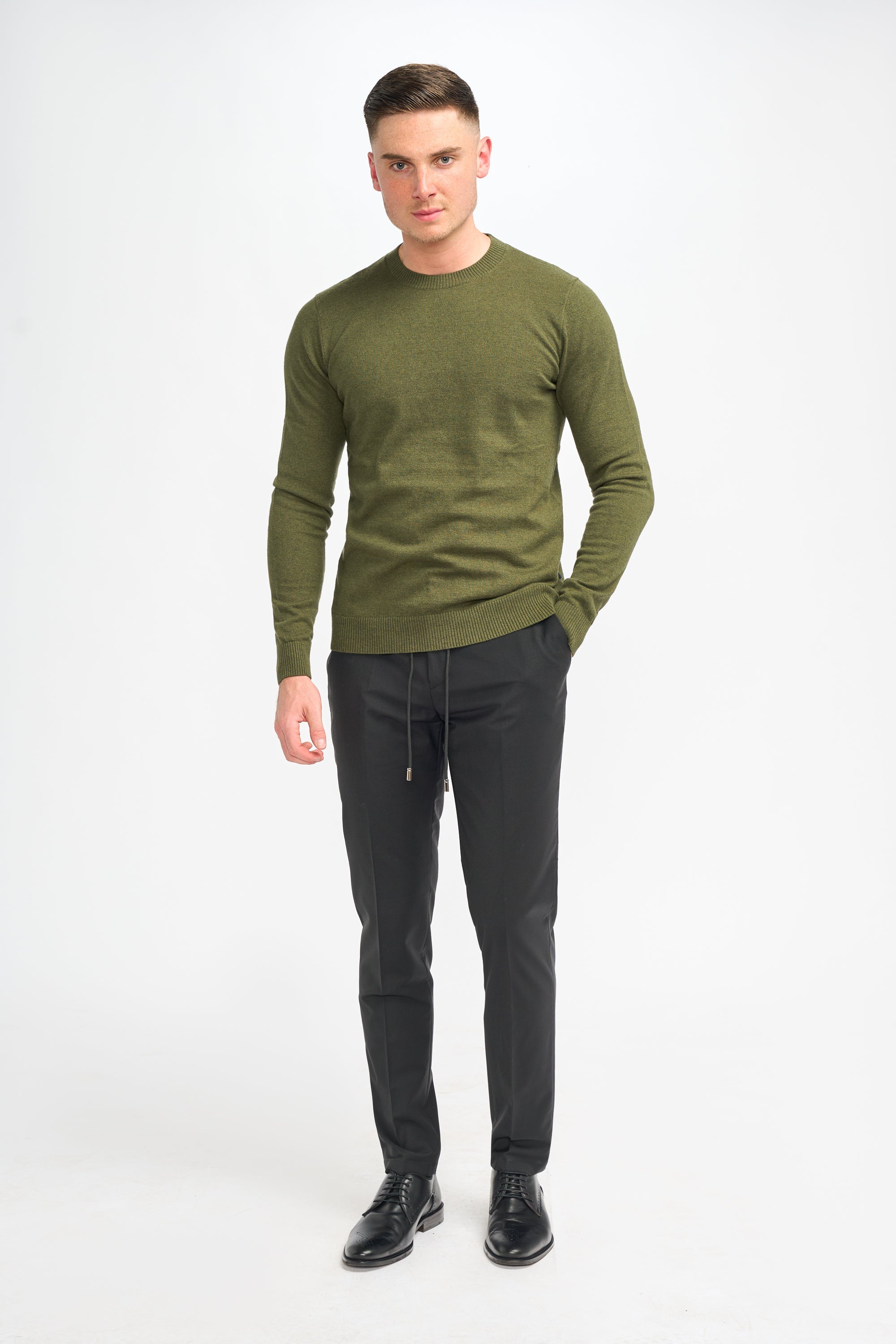 Cavani Connall Olive - Pull en maille pour hommes