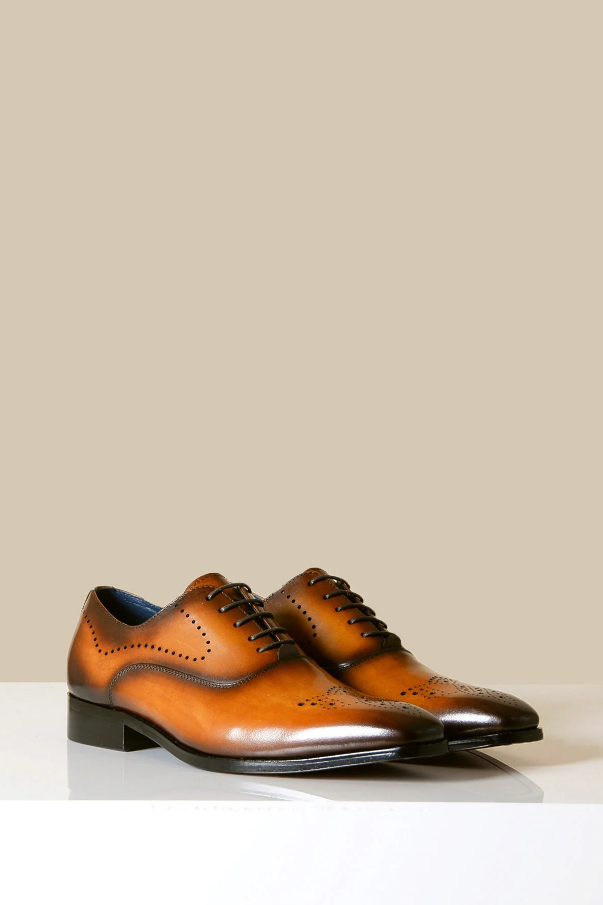 Chaussures en cuir marron Marc Darcy Jake - Brogue à bout