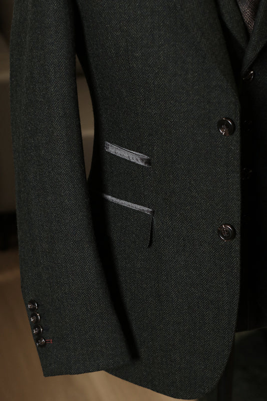 CASTLESON Chief - Costume homme en tweed olive Mix & Match