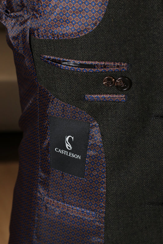 CASTLESON Chief - Costume homme en tweed olive Mix & Match