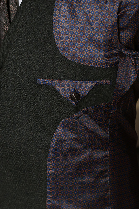 CASTLESON Chief - Costume homme en tweed olive Mix & Match