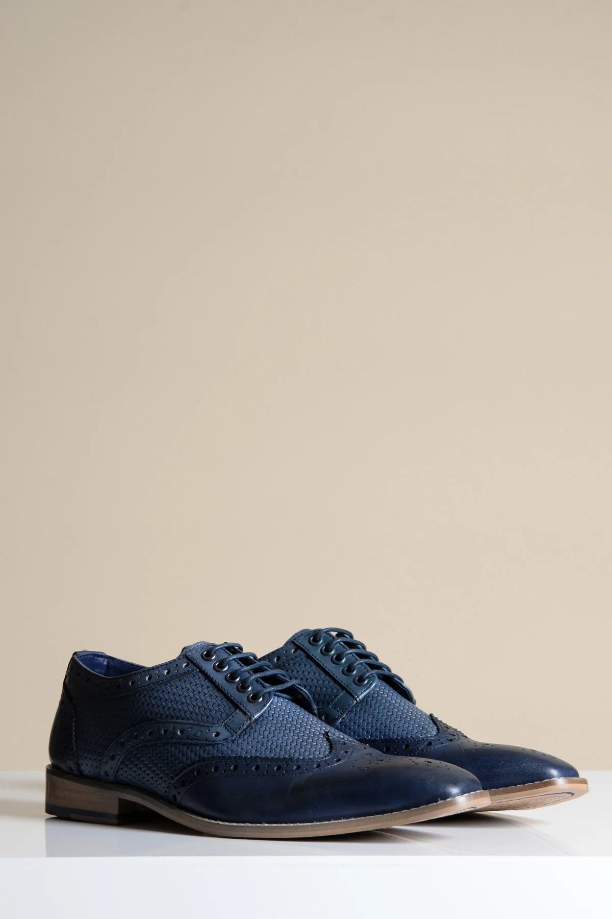 Chaussures en cuir marine Brandon Wingtip Brogues - Marc