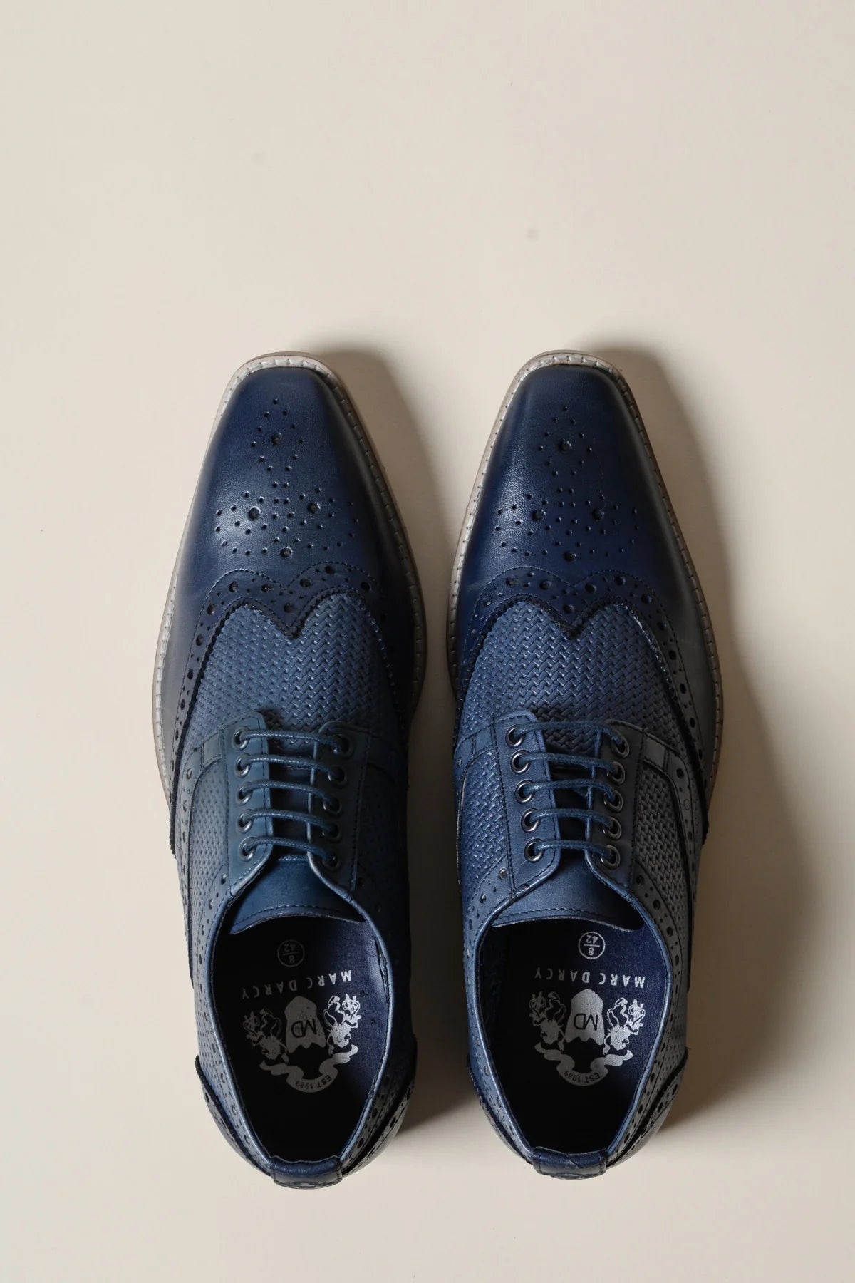 Chaussures en cuir marine Brandon Wingtip Brogues - Marc