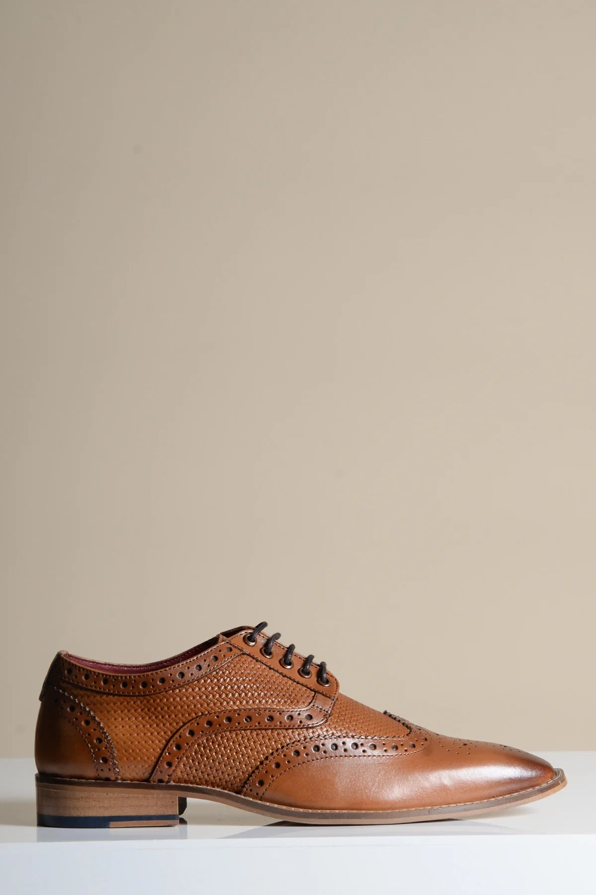 Chaussures en cuir marron Brandon Wingtip Brogues - Marc