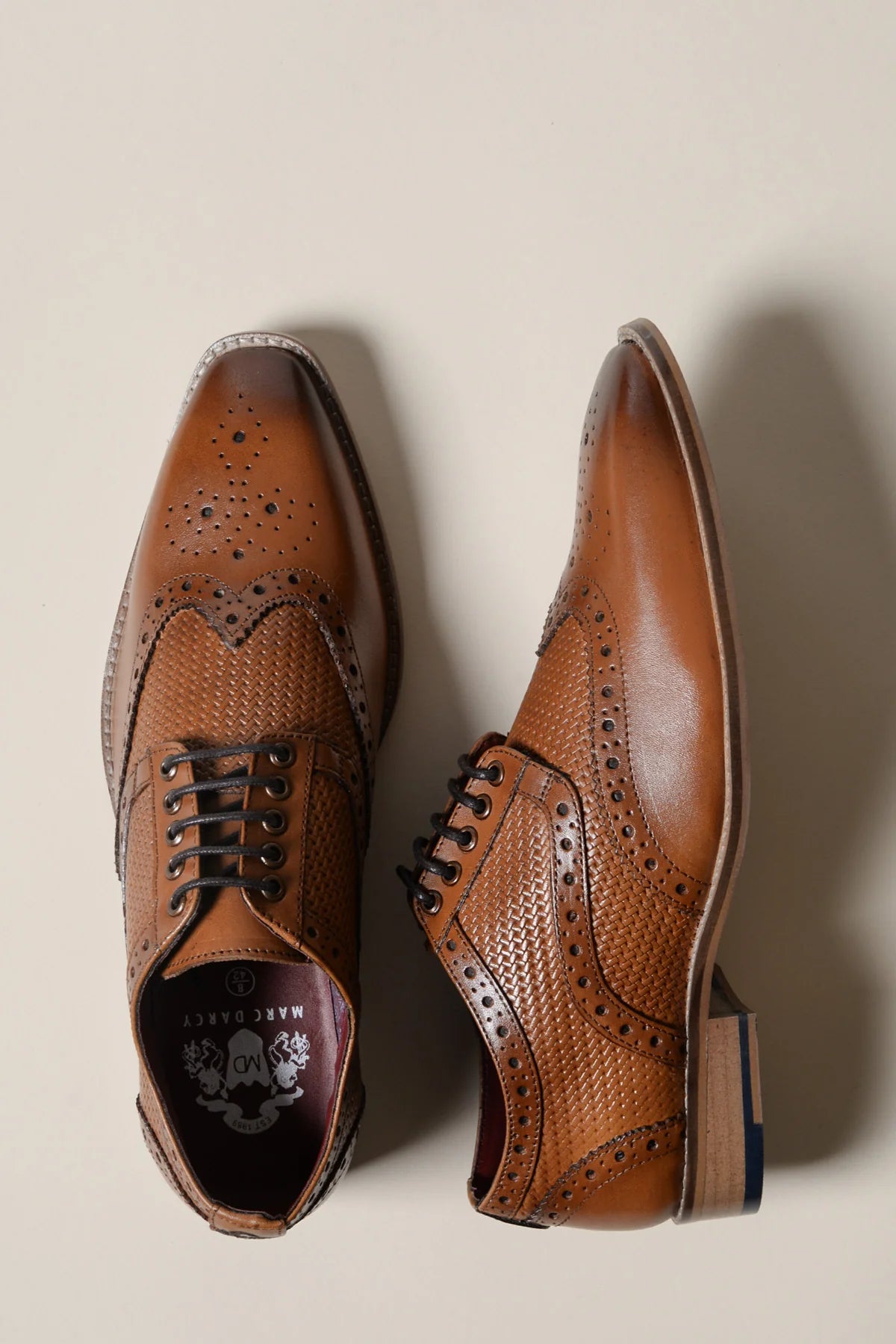 Chaussures en cuir marron Brandon Wingtip Brogues - Marc