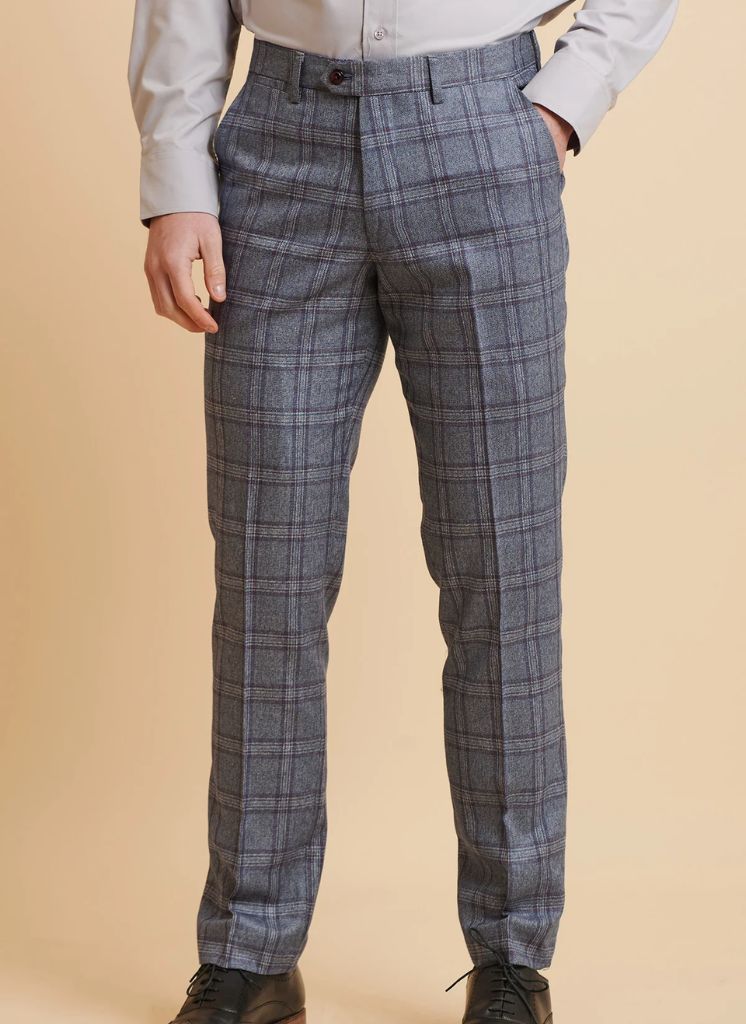 Marc Darcy - Pantalon Abbott Bleu Tweed à Carreaux