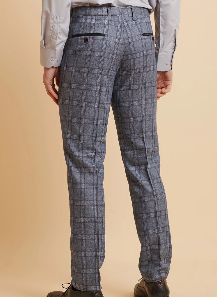 Marc Darcy - Pantalon Abbott Bleu Tweed à Carreaux