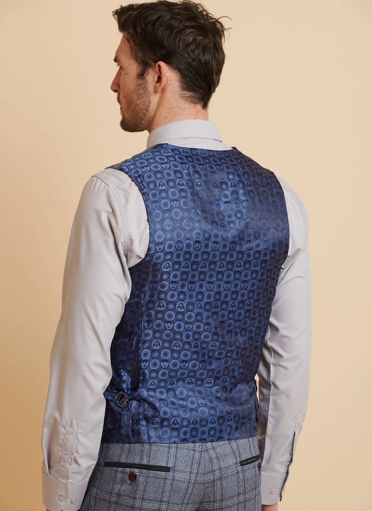 Marc Darcy - Gilet Abbott Bleu Tweed à Carreaux