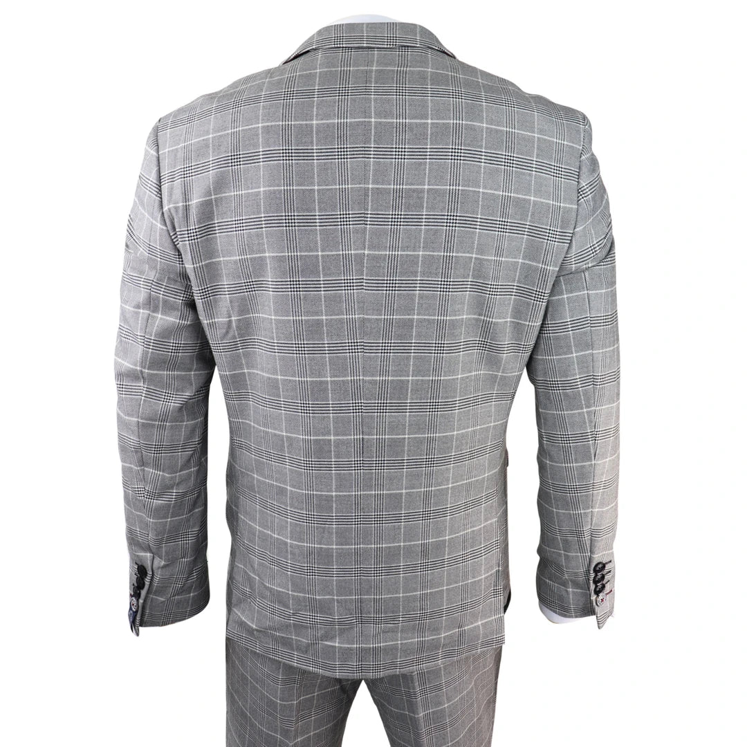 Costume Homme à Carreaux 3 Pièces - Ross Gris - Driedelig