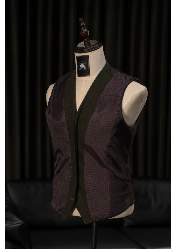 TAVERNY Chief - Costume pour hommes en tweed vert olive.