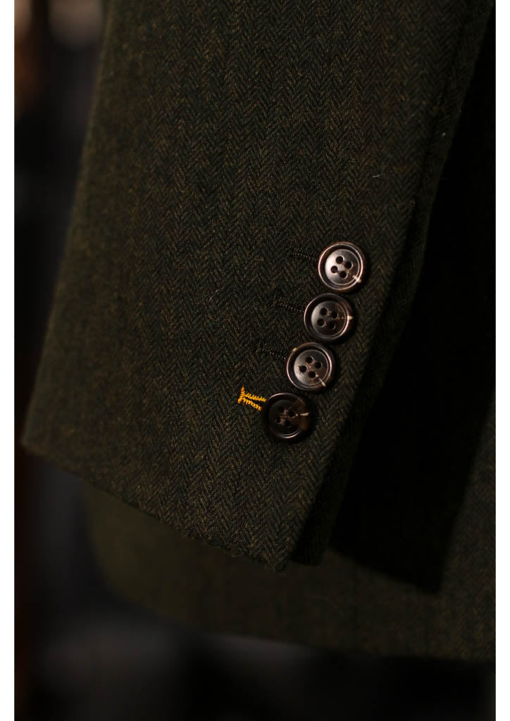 TAVERNY Chief - Costume pour hommes en tweed vert olive.