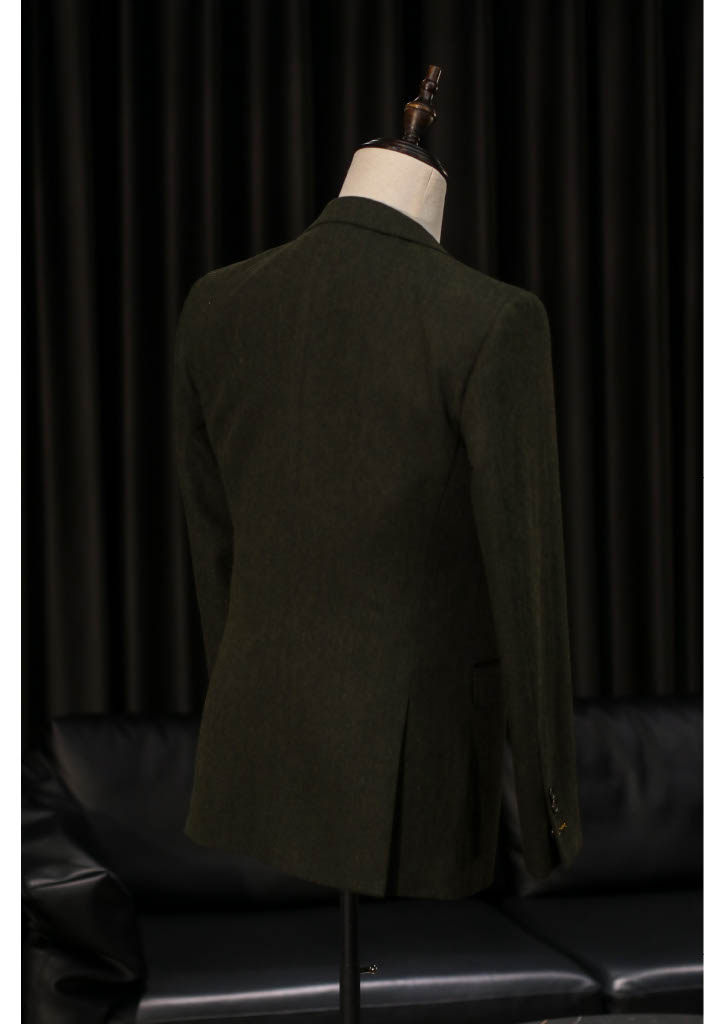 TAVERNY Chief - Costume pour hommes en tweed vert olive.