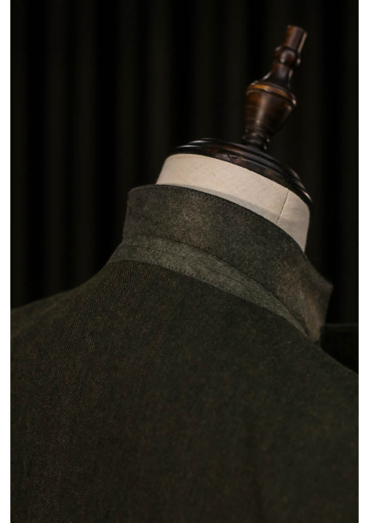 TAVERNY Chief - Costume pour hommes en tweed vert olive.