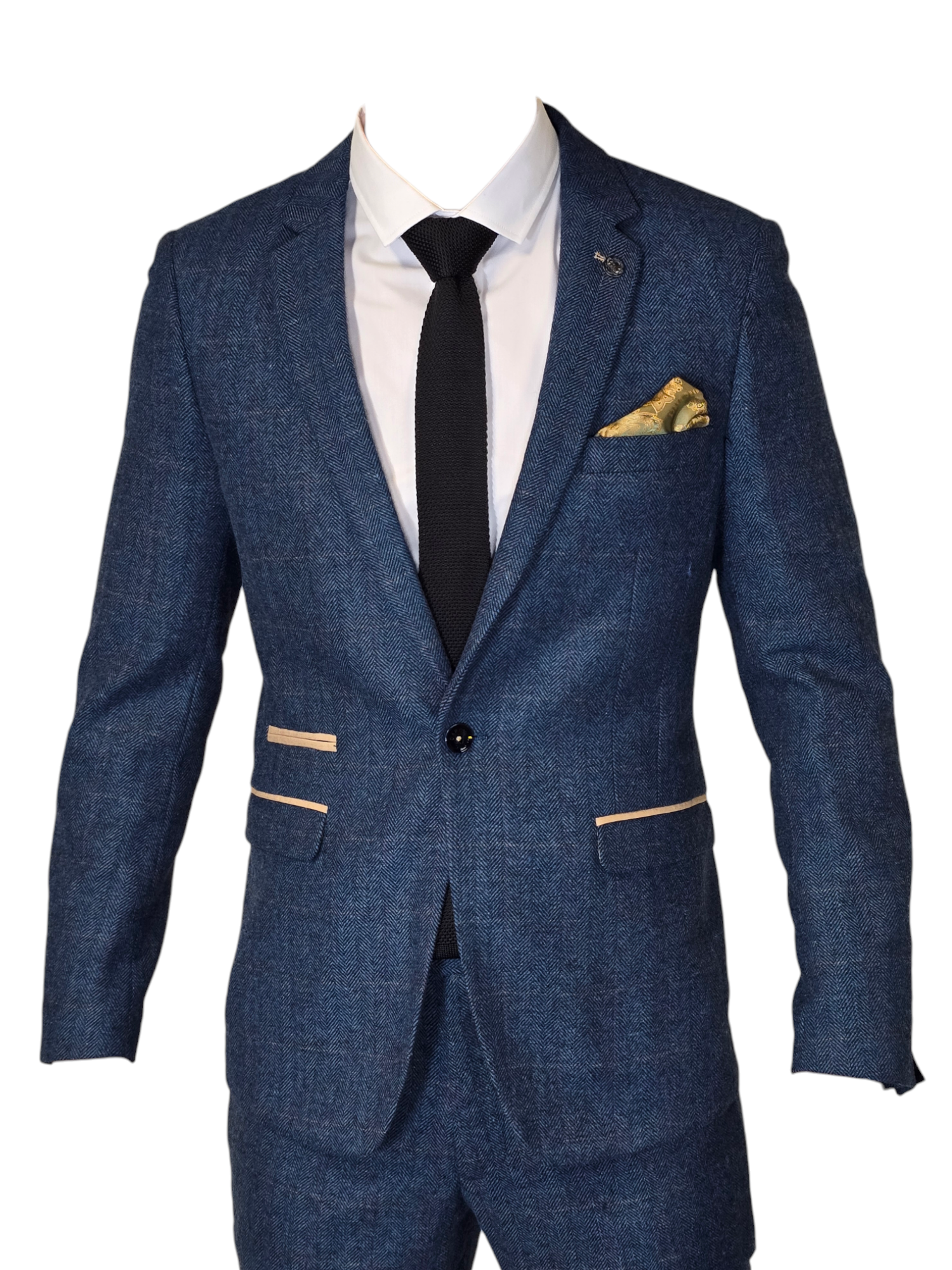 Costume 2 pièces - Costume homme bleu - Dion Bleu Herringbone 2 pièces