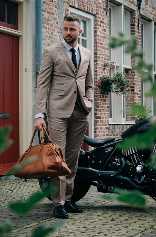 TAVERNY Major - Costume Trois Pièces Pour Hommes Beige