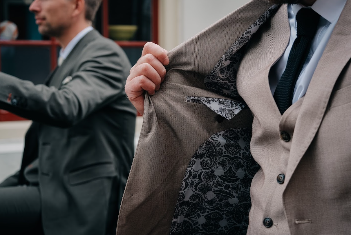 TAVERNY Major - Costume Trois Pièces Pour Hommes Beige