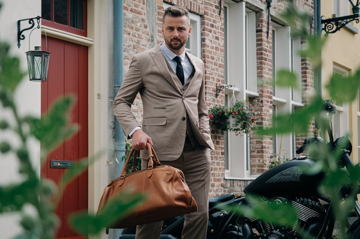 TAVERNY Major - Costume Trois Pièces Pour Hommes Beige