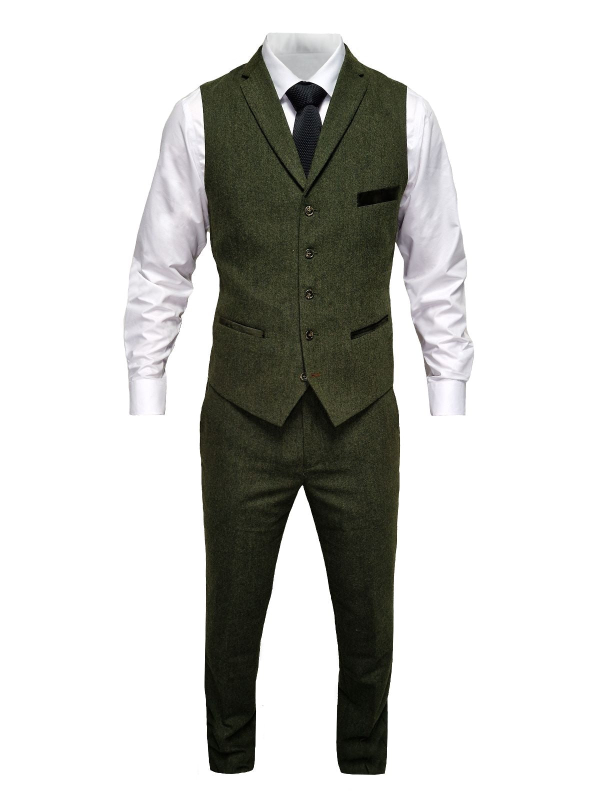 TAVERNY Chief - Costume pour hommes en tweed vert olive.