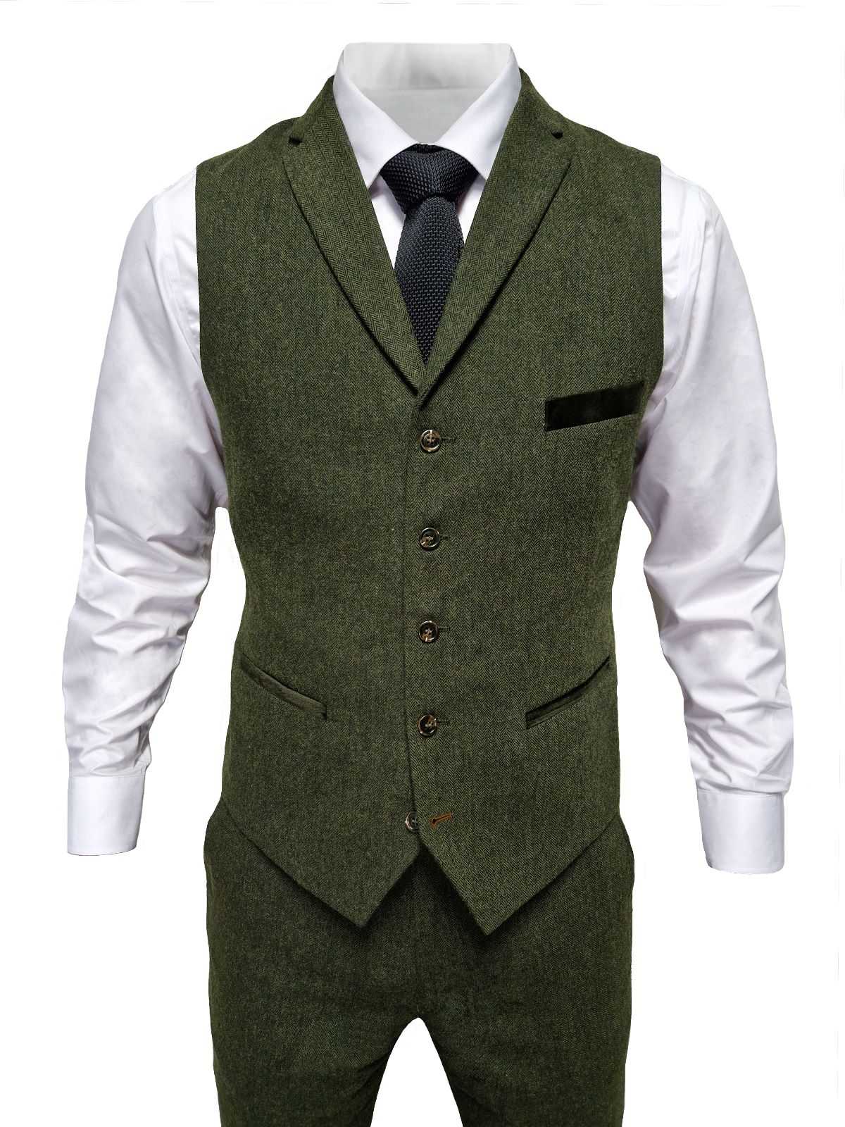 TAVERNY Chief - Costume pour hommes en tweed vert olive.