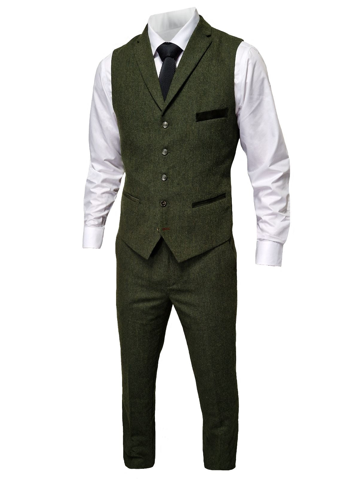 TAVERNY Chief - Costume pour hommes en tweed vert olive.