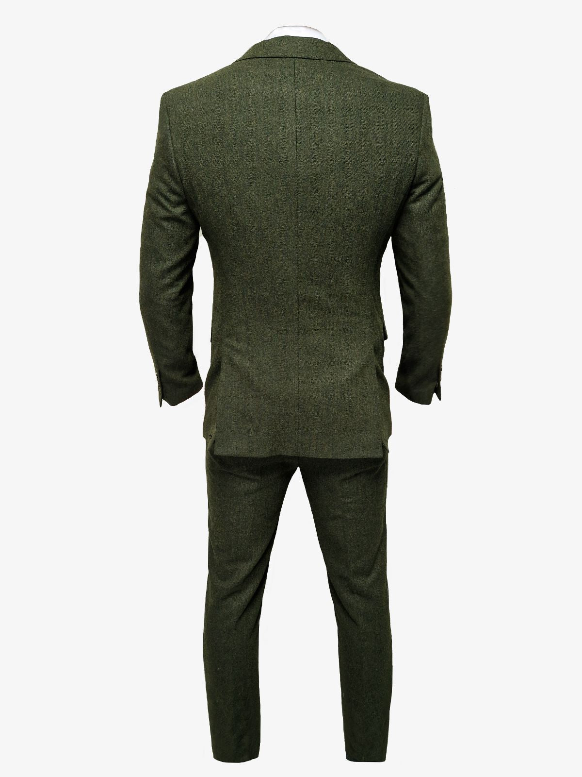 TAVERNY Chief - Costume pour hommes en tweed vert olive.