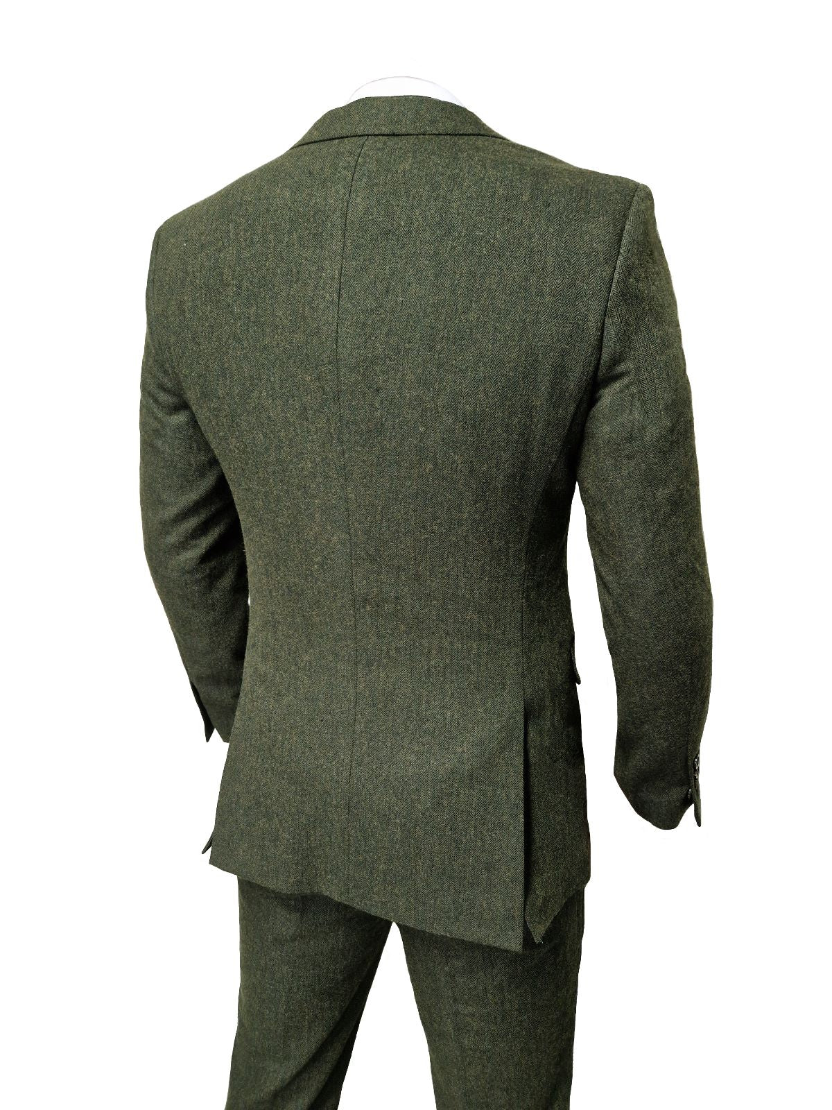 TAVERNY Chief - Costume pour hommes en tweed vert olive.