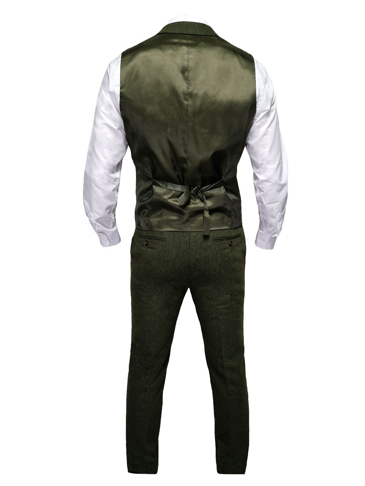 TAVERNY Chief - Costume pour hommes en tweed vert olive.