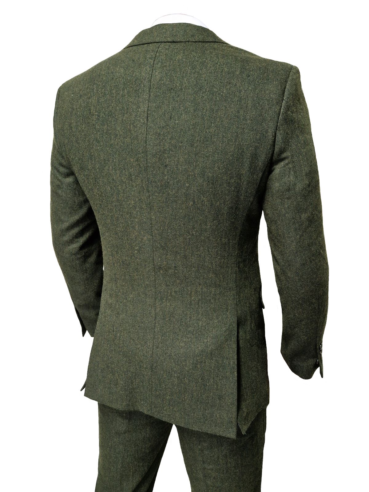 TAVERNY Chief - Costume pour hommes en tweed vert olive.