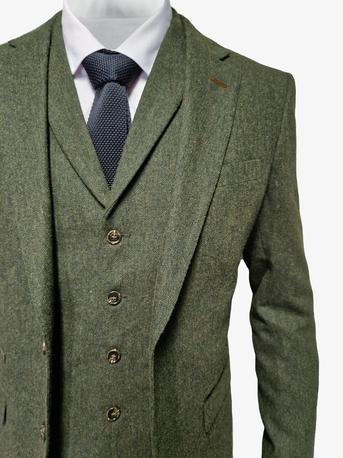 TAVERNY Chief - Costume pour hommes en tweed vert olive.