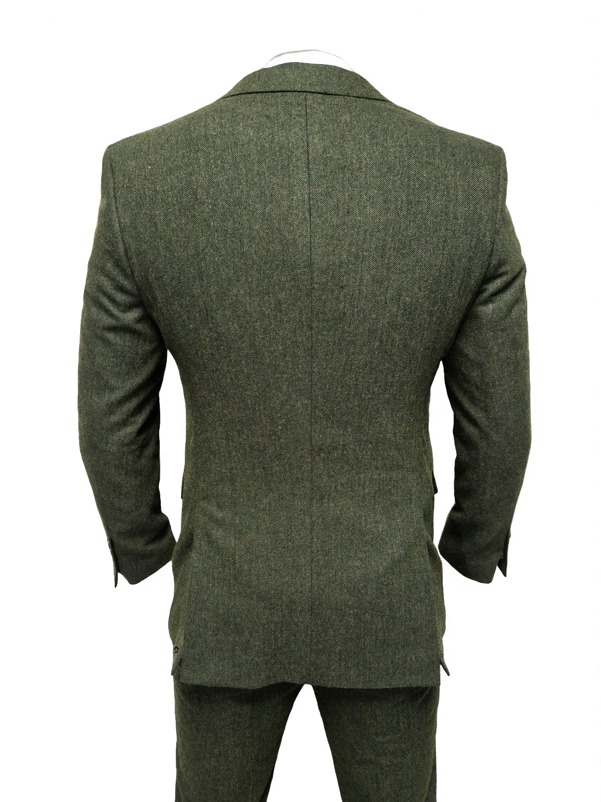 TAVERNY Chief - Costume pour hommes en tweed vert olive.