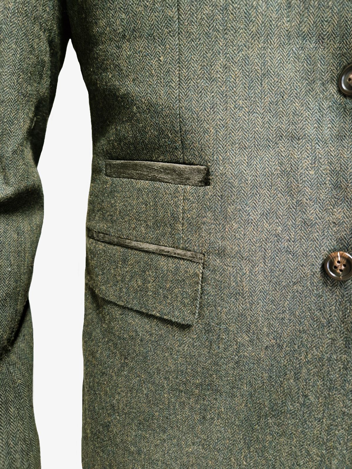 TAVERNY Chief - Costume pour hommes en tweed vert olive.