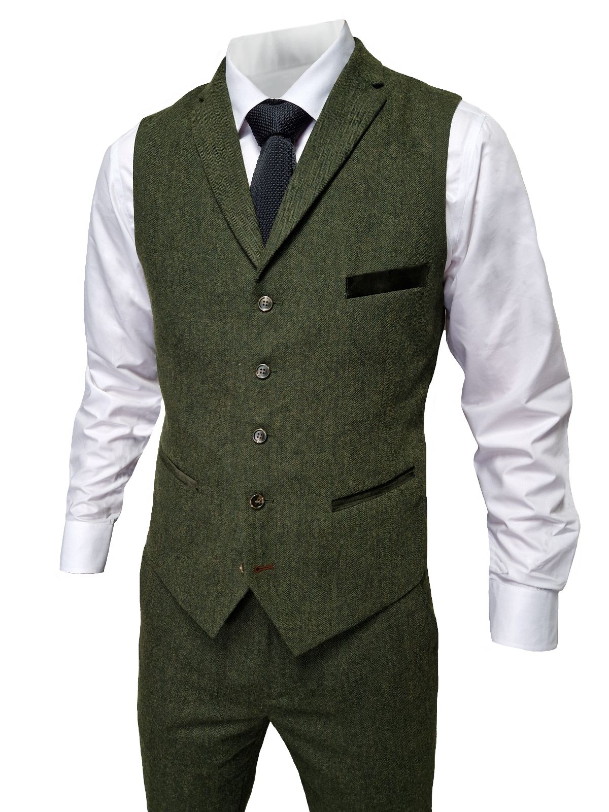 TAVERNY Chief - Costume pour hommes en tweed vert olive.