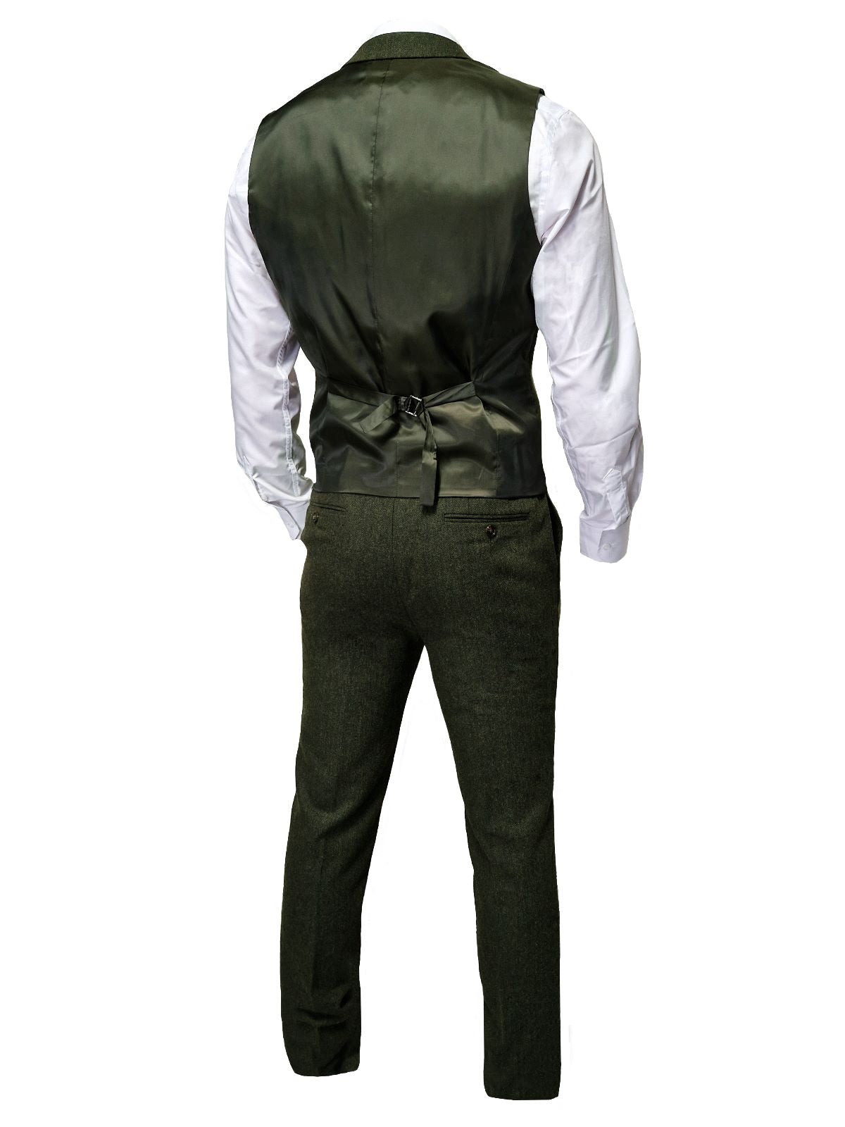 TAVERNY Chief - Costume pour hommes en tweed vert olive.