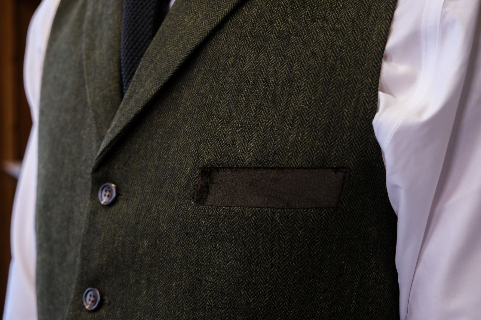 TAVERNY Chief - Costume pour hommes en tweed vert olive.