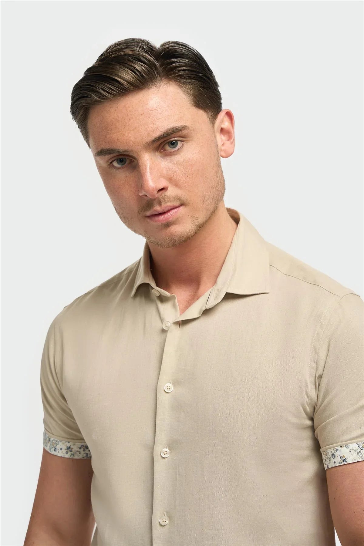 Chemise manches courtes Cavani Matera taupe