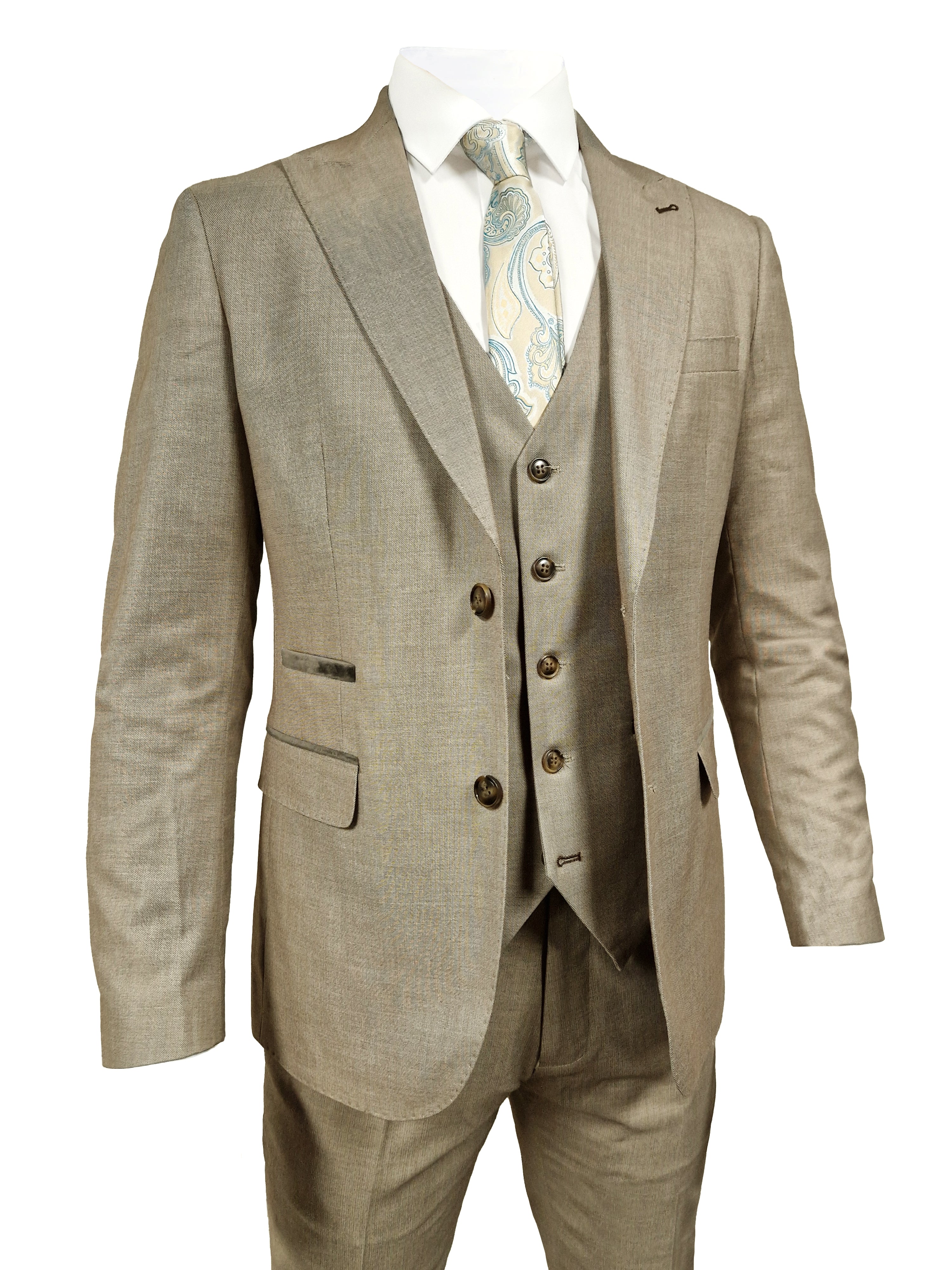 TAVERNY Major - Costume Trois Pièces Pour Hommes Beige