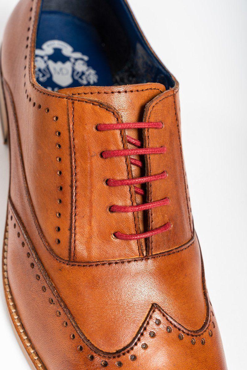 Chaussures en cuir marron Carson Wingtip Brogues - Marc