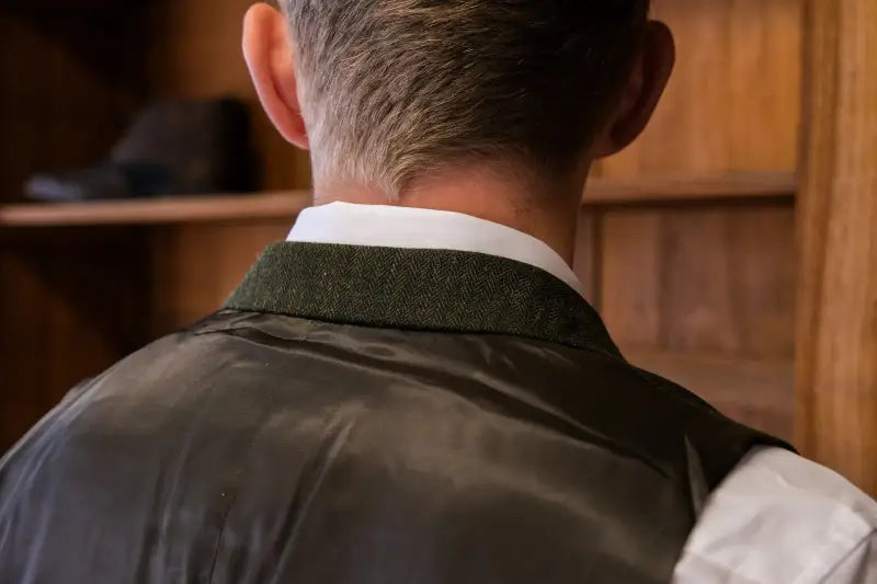 TAVERNY - Gilet Olive Tweed