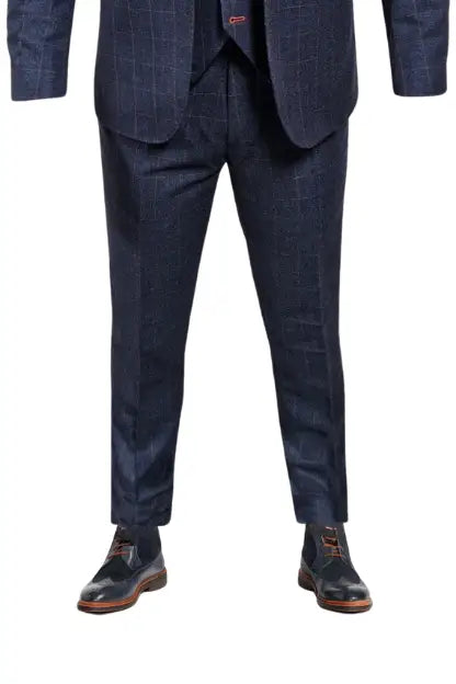 CASTLESON – Pantalon Admiral à Carreaux Bleu Marine