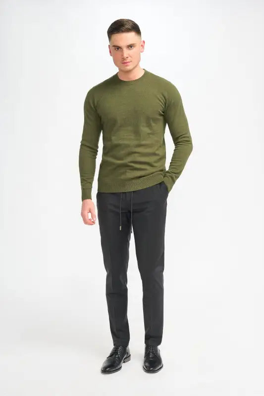 Cavani Connall Olive - Pull en maille pour hommes - pullover