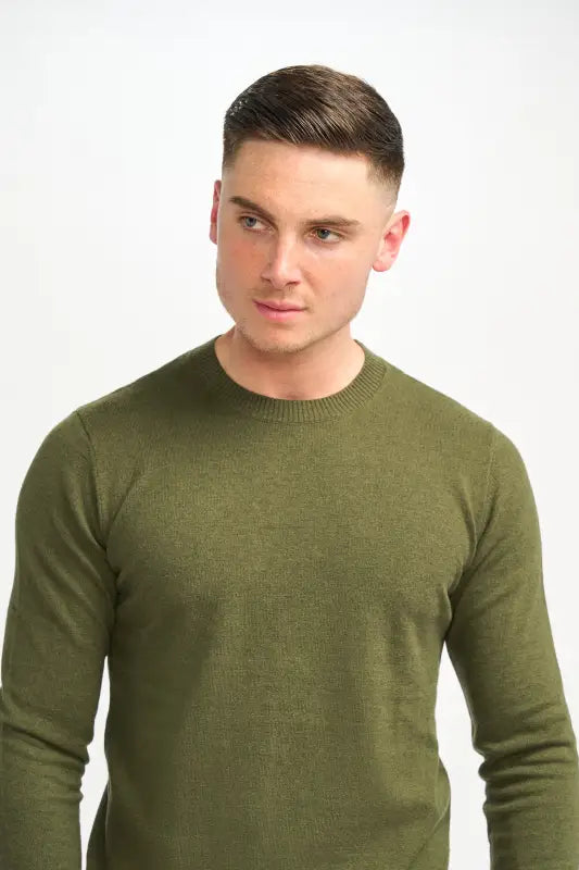 Cavani Connall Olive - Pull en maille pour hommes - pullover
