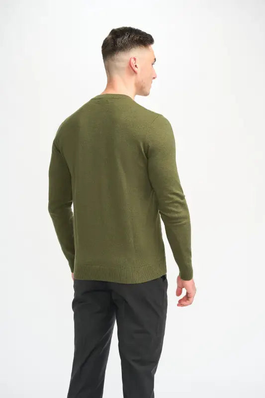 Cavani Connall Olive - Pull en maille pour hommes - pullover