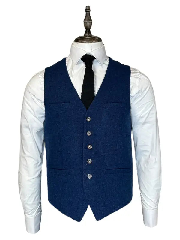 Cavani - Gilet Tweed Orson Bleu - Gilet