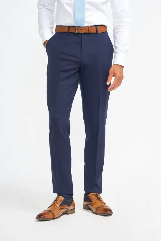Cavani James - Pantalon Navy Super 130s Laine - Pantalon