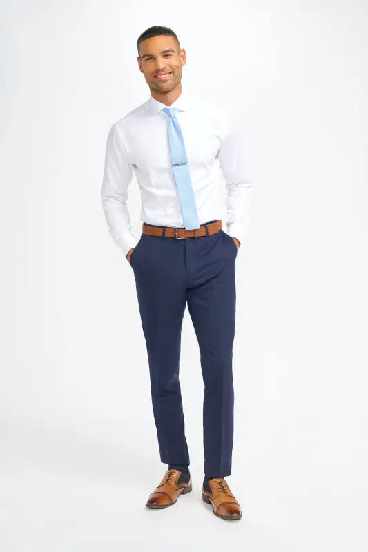 Cavani James - Pantalon Navy Super 130s Laine - Pantalon
