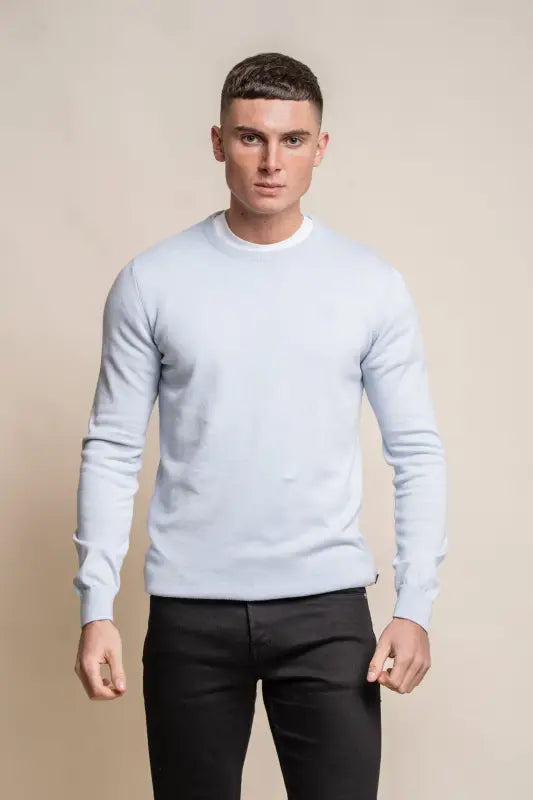 Cavani KN101 Navy - Pull en maille pour hommes. - pullover