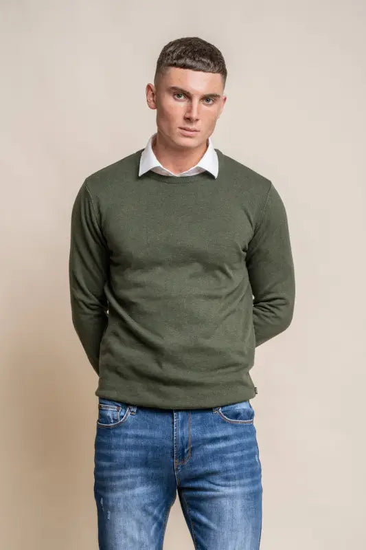 Cavani KN101 Navy - Pull en maille pour hommes. - pullover