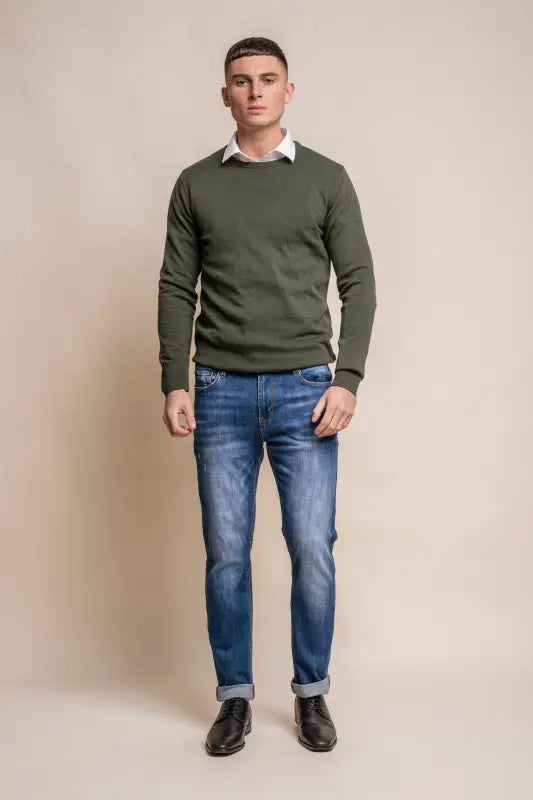 Cavani KN101 Navy - Pull en maille pour hommes. - pullover