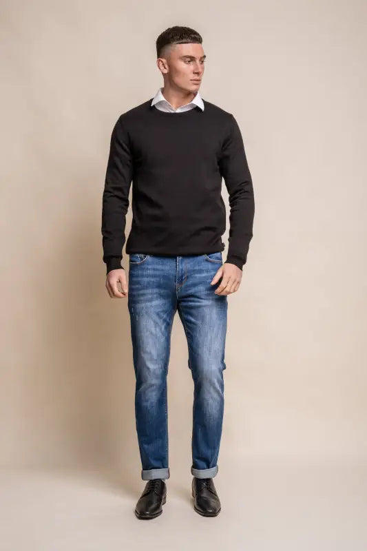 Cavani KN101 Navy - Pull en maille pour hommes. - pullover
